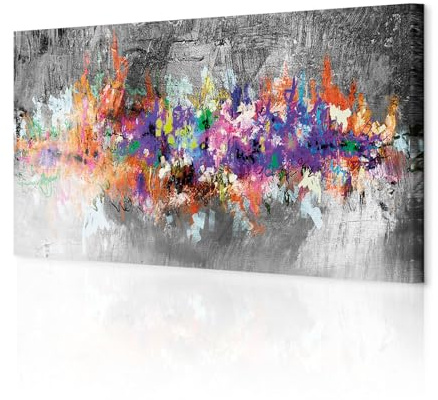 decomonkey Wandbilder Abstrakt 120x40 cm 1 Teilig Leinwandbilder Kunstdruck | Strukturleinwand, Holzkeilrahmen, Bild auf Leinwand, Wanddeko, Wohnzimmer, Wanddekoration, Modern, Kunst, Art, Blumen, grau