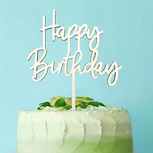 Tortendeko Happy Birthday Cake Topper Geburtstag Holz Geburtstagskuchen Torten Topper für Geburtstagsfeier Geburtstagsparty Geburtstagsfest Deko Geburtstag Mann Mädchen Frauen Junge