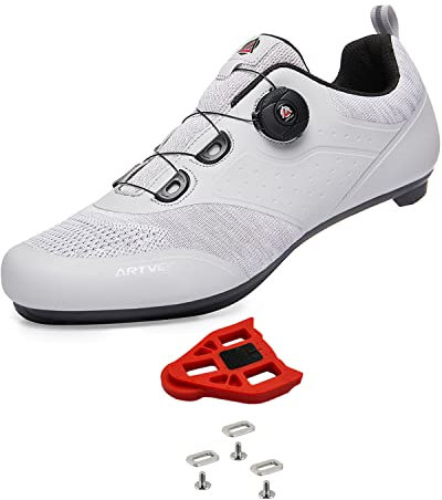 ARTVEP Herren Fahrradschuhe Damen Mountain Road Bikes Schuh Kompatibel mit Peloton & Look ARC Delta Kompatible Installation Look SPD SPD-SL Delta Lock Pedal Reitschuhe Grau 39 EU