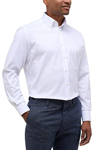 ETERNA Comfort Fit Cover Hemd Langarm Button Down Kragen Blickdicht weiß Größe 42