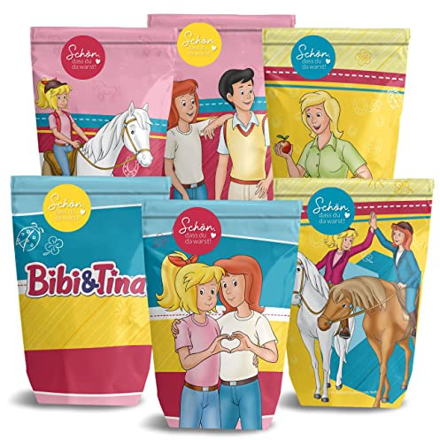 Papierdrachen 12 bedruckte Geschenktüten zum Geburtstag - Thema Bibi & Tina - Mitgebsel zum Befüllen und Verschenken - kleines Dankeschön an deine Gäste - Set 16