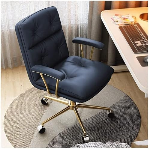 OLOTU Möbel Bürostuhl aus Kunstleder, ergonomischer, bequemer, weicher, atmungsaktiver Computerstuhl, um 360 ° drehbarer Schreibtischstuhl mit goldenen Beinen Stuhl
