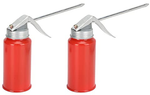 Lwuey Metal Hand Pump Oil Can, 2pcs High Pressure Oiler 200ml Small Oilcan Pistol Grip Vintage Style Oil Spray Tool Automotive Bicycle Home Appliance Maintenance Leak Proof Engine Lubration Tool