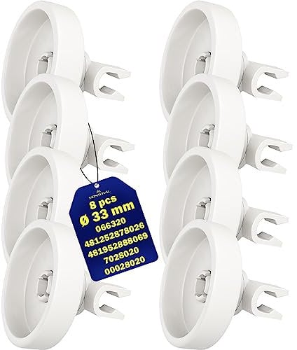 8 Pezzi Rotelle Lavastoviglie per Cestello Inferiore Ø 34 mm con Codice Originale 00066320 066320 00028020 028020 049671 per Bosch per Siemens 481952888069 481252878026 per Whirlpool - MONTERAL