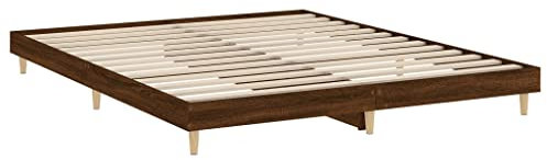 Tidyard Bettgestell Bett Holzbett Futonbett Bettgestell Paletten-Bettrahmen Schlafzimmerbett Ehebett Jugendbett Gästebett 140 x 200 cm (B x L) für Schlafzimmer Gästezimmer,Braun Eichen-Optik