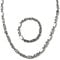ayados Plattenkette Set Edelstahl 60,5 cm Steigbügelkette Cuban Halskette + Armband Platten Kette Set (Silber 6,5mm Plattenkette Set)