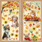 Aonveki 9 Blätter Fensterbilder Herbst Selbstklebend, Thanksgiving Herbstdeko Fenster Aufkleber Ohne Kleber, Ahornblätter Kürbis Kleintiere Fensterdeko Herbst für Kinderzimmer Cafe