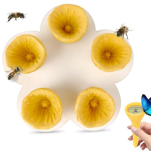 71Nmly Bee Cup Care Set for Thirsty Bees Garden,Bee Cups for Garden,Bee Insect Drinking Cup Thirsty Pollinators Need a Drink,Gift for Friends Family and Nature Lovers Home (Yellow)