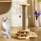 Accmuzzy 4 in 1 Katzenspielzeug hölzernes, Katze Sisal Seil Kratzbaum mit hängenden Ball, Interaktives Katzenspielzeug mit Kratzbaum für Katzen mit Katzenminze Bälle(29 * 46cm)