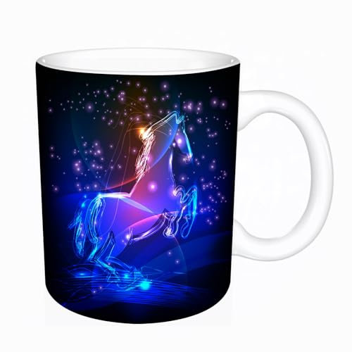 DHAEY Original Becher - Teetasse als Geschenk für Ihre Lieben - Pferd, aus Licht, Kollektion Kaffeetasse aus feinem Porzellan - 330 ml 8 x 8,5 cm