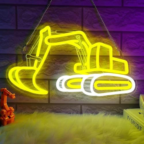Bagger Neonschilder für Wanddekoration, Bagger Neonlichter für Kinder Schlafzimmer, Neon Business Schilder geeignet für Man Cave Bar Pub Restaurant Kunst - 5V USB Power mit hängenden
