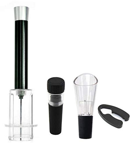 WolFum 4 pièces/Ensemble ouvre-Bouteille de vin Costume Coupe-Capsule Bouchon à Vide verseur de vin en Aluminium Kit d'ouverture de Pompe à Pression d'air Bar (Couleur : D)