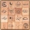 RISYPISY 16PCS Mond Holz Gummistempel, Vintage dekorative Holzstempel für Kunsthandwerk, Scrapbooks, Journale