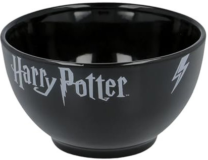 Elbenwald Harry Potter Petit déjeuner - Bol à céréales avec icônes Logo Lunettes Éclair - 600 ML - 8 cm de Hauteur - Ø 13 cm - Céramique - Noir