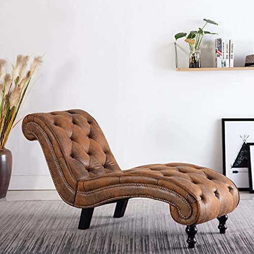 GuyAna Chaiselongue Braun Wildleder-Optik Creme Samt Ottomane Sofa Recamiere Chaiselongue