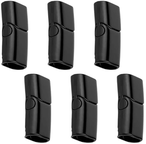 ZXUPOI 6 Pcs 12x6mm Armband Verschlüsse Magnetic Endkappen zur Schmuckherstellung in Edelstahl Rectangle für Lederseil Halskette Lederband Schnalle Bohrung