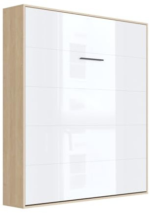 SMARTBett Schrankbett M1 160x200 Vertikal Kaiser Eiche/Weiss Hochglanz