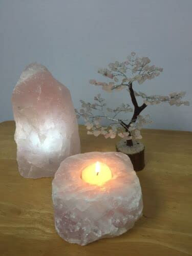Haussammlung 8 Rosenquarz Edelstein Baum Lampe Kerzenhalter Geschenkset Edelstein Kristall Baum