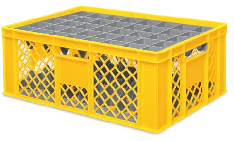 BRB Gläserkiste 600x400 mm für 15, 24, 33 oder 40 Gläser, farbig (Gelb, für 40 Gläser Ø 67 mm, Glashöhe max 205 mm)