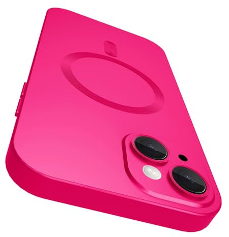 VCGFJD Magnetic for iPhone 14 Case with Camera Lens Protector [Compatible with Magnetic], Matte Metallic Lustre Slim Soft TPU Bumper Shockproof Phone Case for iPhone 14 6.1 -Hot Pink