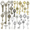 Bzzerumy Lot de 31 Clés Anciennes pour Décoration Vintage - Pendentifs de Style Rétro pour Projets de Bricolage, Mariages et Décorations