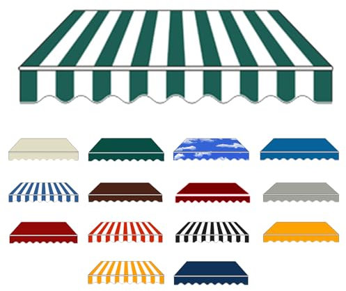 Toldo articulado resistente al agua, protección solar, toldo para balcón: con marco grueso, toldo extensible manual, práctico e inoxidable, protección UV (verde y blanco, 3 x 1,5 m)