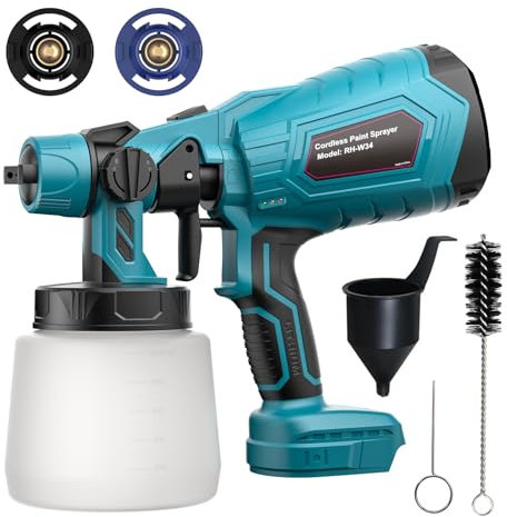 Handheld Paint Sprayer for Makita 18V Battery (No battery), Cordless Paint Sprayer for Fencing and Decking, HVLP Paint Sprayers for Home Interior and Exterior, House Painting