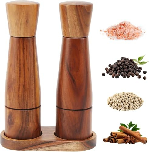Juego De 2 Molinillos De Sal Y Pimienta De Madera