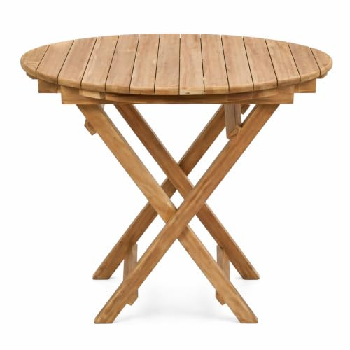 TEMPO STYLE - Klapptisch rund 80 × 80 cm aus Teak Artù | platzsparender Outdoor-Tisch für 4 Personen | FSC-zertifiziert