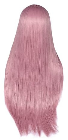 WOFASHPURET 1pieza Peluca Sintética Rosa Pastel De Peluca Recta Para Mujeres y Niñas y Suave Para Fiesta Halloween y Uso Diario