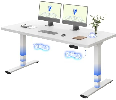 FLEXISPOT Höhenverstellbarer Schreibtisch mit Dualmotor 160×80 cm | 3-stufigem Gestell – Ergonomischer Standing Desk für Kreative, Multiscreen & Home Office, 100 kg Tragkraft (Weiß+Weiß)