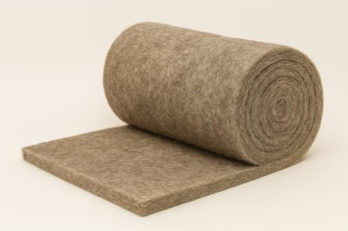Schafwolle Filz Premium Dämmung Natur Schafwolle Braun Öko Isolierung Rollenware Dichte 18 kg/m³ (12 m x 0,6 m x 30 mm (7,2 m²))