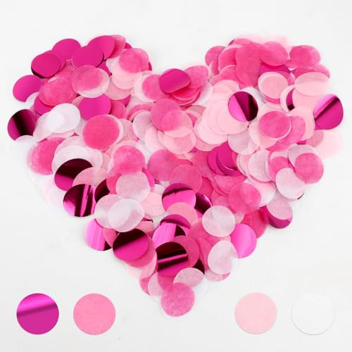 50g Konfetti für Geburtstag & Hochzeit – 5000 Stück Großes Glitzer Papier Konfetti 2,5cm für Streudeko, Tischdeko für Karneval, Partys & Festdekor,Rosa Violett