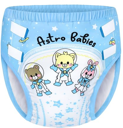 LittleForBig Ropa interior suave y sedosa Pantalones de entrenamiento reutilizables cómodos y lavables para adultos - Astro Bebés Azul M