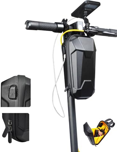 KALLAK 4L E Scooter Tasche mit USB Ladeanschluss| Große Kapazität e Roller Lenkertasche | Kompatibel mit Segway Ninebot, Xiaomi, Mijia | wasserdichte Flexible Hartschalen | Ideales e Roller zubehör
