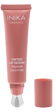 INIKA Organic Tinted Lip Serum | Ceramide + Peptide Infused, Sheer Wash of Color, Plumps, Softens, Smooths, Hydrates + Repairs. Natural & Vegan (Peony)