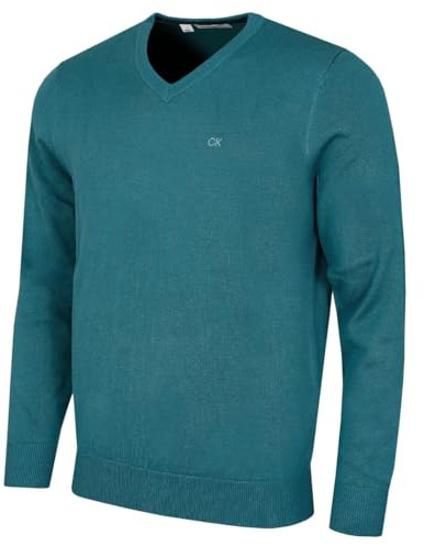 Calvin Klein Mens 2026 V-Neck Soft Cotton Easy Care Golf Sweater
