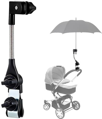 Verstellbarer Schirmhalter für Rollator & Kinderwagen – Universeller Regenschirmhalter, Sonnenschirm Zubehör für Rollstuhl, Fahrrad, Golfwagen, Campingstuhl, Buggy – Flexibler Regenschirm für Rollator