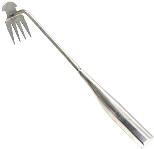 Unkrautentferner-Werkzeug, Unkrautstecher, 4 Zähne, Rechen, 30 cm langer Griff, Entfernerwerkzeug, Doppelzweck, Entwurzelung, Unkraut, Garten, für Garten, Bauernhof, Gemüse, Pflanzung, Stahlgriff