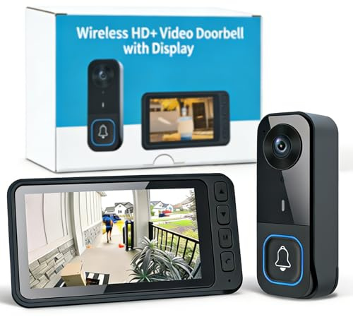 Winnes Video Campanello Videocitofono senza fili da esterno Spioncino Digitale Citofono con Telecamera Ultra Grandangolo HD Schermo IPS da 4,5 Audio Bidirezionale,Senza WiFi/APP Abbonamento