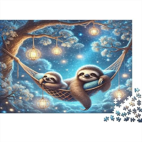 Sloths in Hammock Jigsaw Puzzle 1000Pc Recycled Paper for Adults Adult Jigsaws Fun Family Game Fun Home Activity Great Gift for Relaxation & Gift Giving 70x50cm/1000pcs
