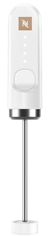 NESPRESSO NanoFoamer Stab-Milchaufschäumer Weiß | Wiederaufladbarer Stabmixer aus Edelstahl, USB‑C Akku & 2 Geschwindigkeitsstufen, für Latte, Cappuccino & Matcha