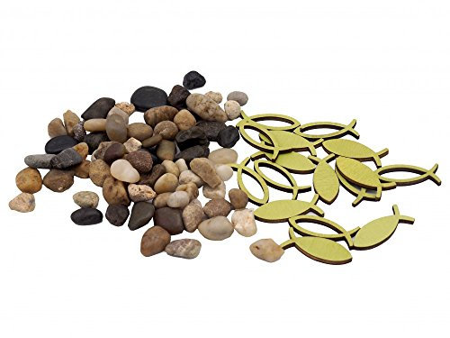 Streudeko Kieselsteine Fische Grün Tischdeko Holz Steine Kommunion Konfirmation Tischdeko 500g, Farbe:Grün