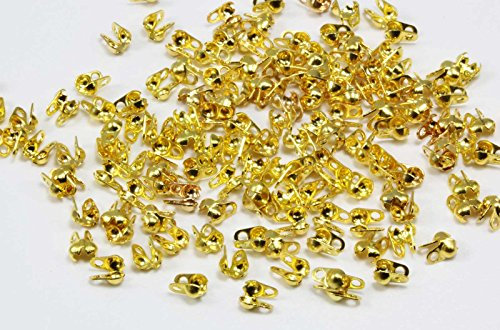 inwaria Klappkalotten Klappkapseln Kalotten Öse Endstücke f. Kugelkette Verschluss S62-1 (4,6 x 3mm - 100 Stück, Goldfarben)