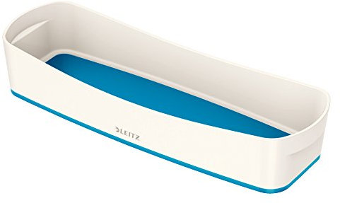 Leitz MyBox Bandeja organizadora alargada, Blanco/Azul metalizado, Plástico brillante, 52581036