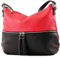 modamoda de T159 Damen Leder Umhängetasche Schultertasche Medium handmade in Italy, Farbe:Rot/Schwarz