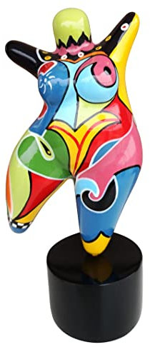 Laure TERRIER Statue Einer Tänzerin im Niki de Saint Phalle Nanas-Stil, Höhe 17 Zentimeter mit Sockel, aus mehrfarbigem Harz, handbemalt