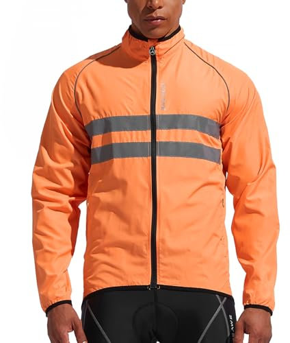 WOSAWE Hommes Vestes de Cyclisme Coupe-Vent Imperméable Vélo Vêtements Manches Longues VTT Manteau (BL215 Orange M)
