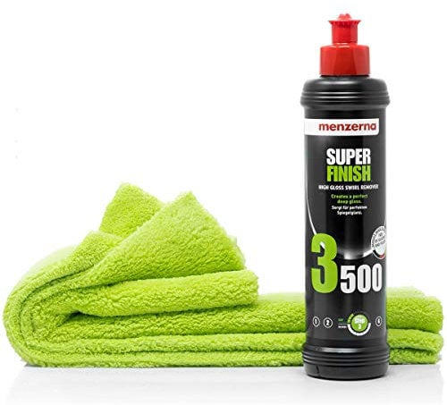 Detailmate Auto Polier Set - Menzerna Hochglanzpolitur Super Finish 3500, 250 ml + Mikrofaser Auto Poliertuch, 40x40cm, perfekt zum Auspolieren auf Autolack