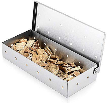 Caja ahumadora para barbacoa, astillas de madera, caja de ahumar de acero inoxidable que no se deforma para barbacoa, los mejores accesorios de parrilla para parrilla de carbón y parrilla de gas con